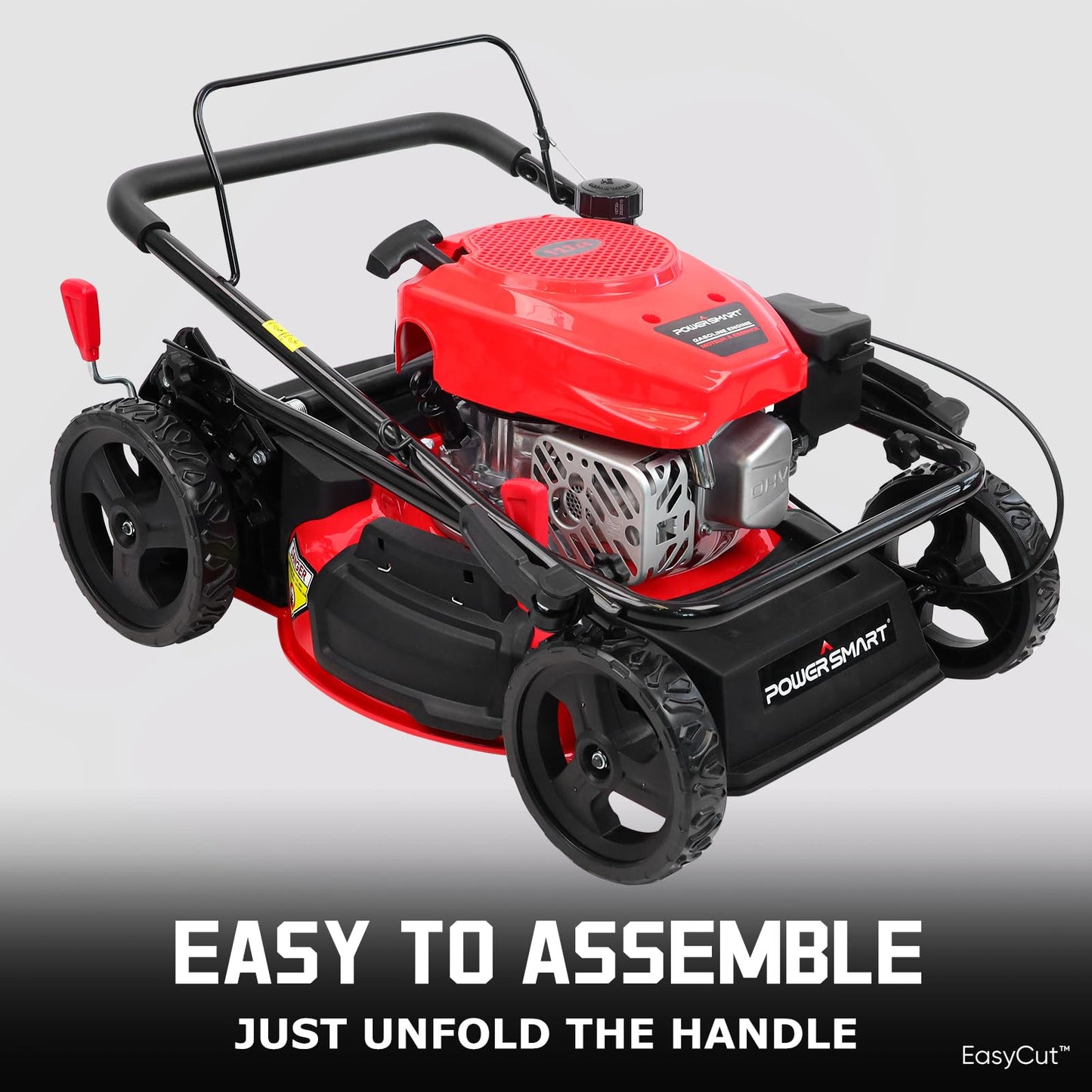 PowerSmart EasyCut 18-Inch 144cc Push Gas Lawn Mower, 3-in-1 Mulch/Bag/Side Discharge
