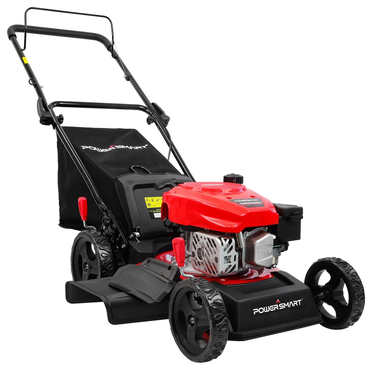PowerSmart EasyCut 18-Inch 144cc Push Gas Lawn Mower, 3-in-1 Mulch/Bag/Side Discharge