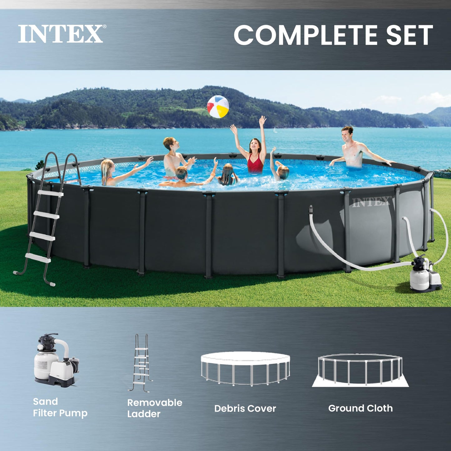 INTEX Ultra XTR 22 ft x 48 in Above Ground Pool Set, Round Swimming Pool